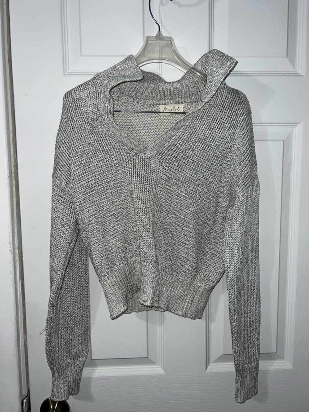 Madewell Heather Gray V-Neck Pullover Sweater